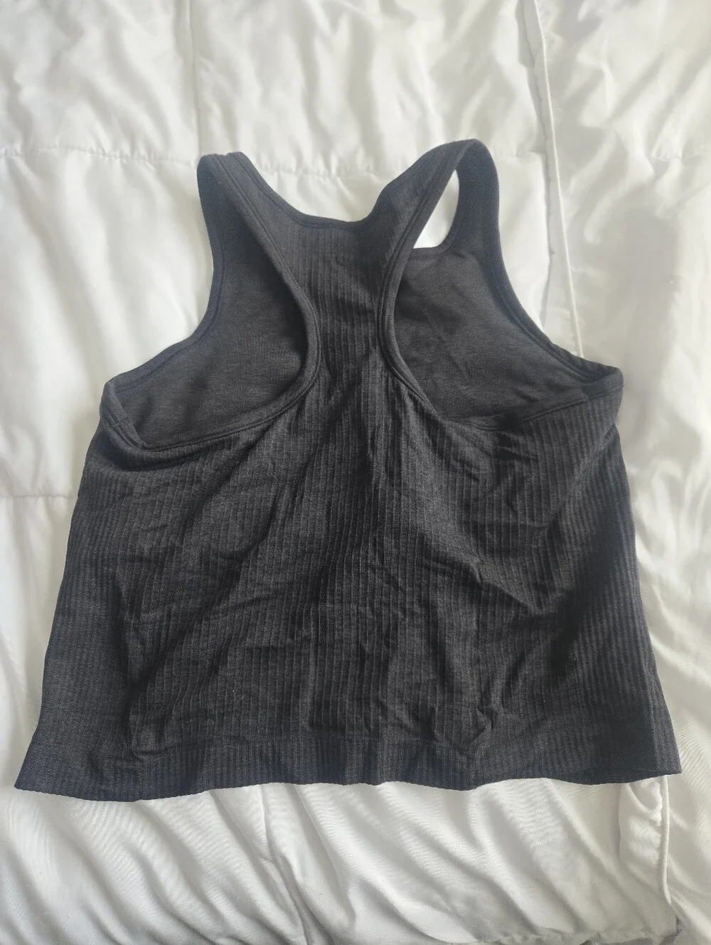 Lululemon Ebb To Street Cropped Black Ribbed Tank Top Sz 10